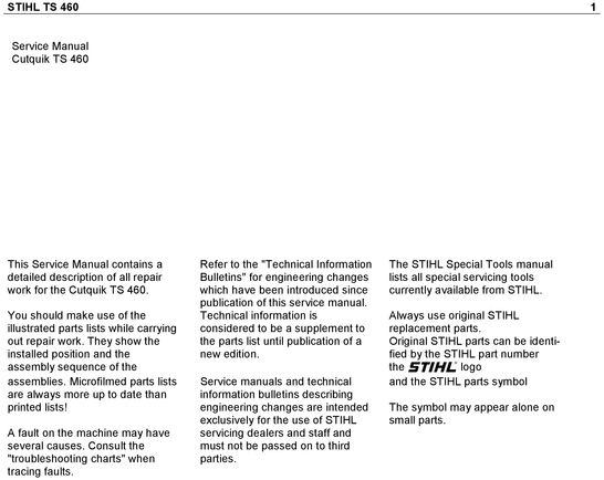 Product picture Stihl TS 460 Workshop Service Repair Manual DOWNLOAD